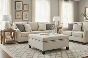 Finley 30 or 40 Inch Square Fabric Upholstered STORAGE Ottoman