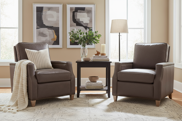 Fitzgerald Cocoa "Quick Ship" Traditional Top Grain Leather Pillow Back Chair