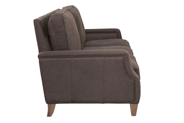 Fitzgerald Cocoa 91 Inch "Quick Ship" Traditional Top Grain Leather Pillow Back Sofa