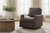 Image of Fitzgerald Cocoa "Quick Ship" SWIVEL Traditional Top Grain Leather Pillow Back Chair