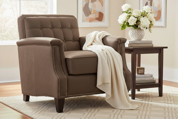 Fitzpatrick Leather Tufted Biscuit Back Accent Club Chair