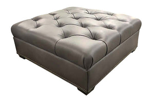 Gaines STORAGE Tufted 36", 40", 44", Or 48" Inch Square Leather Ottoman