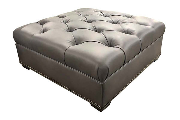 Gaines Storage Tufted 36", 40", 44", Or 48" Inch Square Leather Ottoman