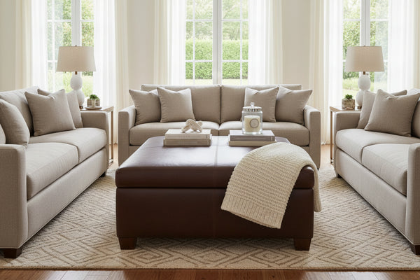 Gaines STORAGE 36", 40", 44", Or 48" Inch Square Leather Ottoman (4 Sizes Available)