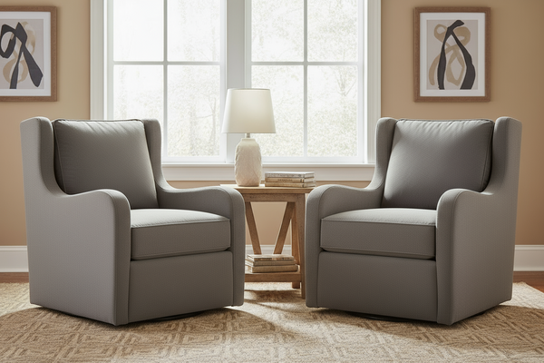 Galina "Quick Ship" Swivel Fabric Accent Chair