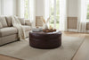 Image of Goodwin 40 Inch Round Leather Drum Ottoman