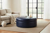 Image of Goodwin 40 Inch Round Leather Drum Ottoman