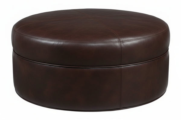 Goodwin 40 Inch Round Leather Drum Ottoman