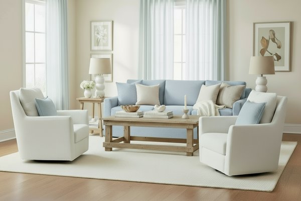 Gracie "Quick Ship" 360 Degree SWIVEL/GLIDER Fabric Accent Chair