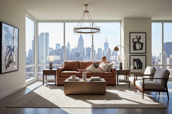 Hadley 82.5 Inch Contemporary Track Arm Pillow Back Leather Sofa - Immerse Yourself In Unparalleled Comfort