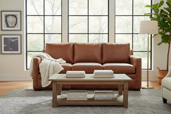 Hadley 82.5 Inch Contemporary Track Arm Pillow Back Leather Sofa - Immerse Yourself In Unparalleled Comfort