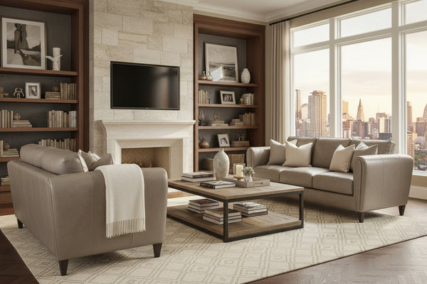 Halifax 84 Inch Bespoke Three Cushion Pillow Back Leather Sofa