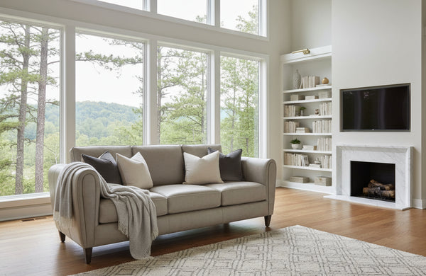 Halifax 84 Inch Bespoke Three Cushion Pillow Back Leather Sofa