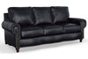 Image of Hampton 86 Inch Traditional Three Cushion Leather Sofa
