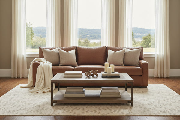 Harrison 88 Inch Leather Deep Seat Contemporary Queen Sleeper Sofa