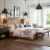 Image of Haven Queen & King Contemporary Leather Platform Wing Bed