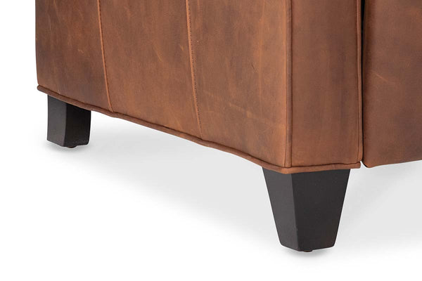 Hayes Small Scale Track Arm Ribbed Tight Back Leather Recliner