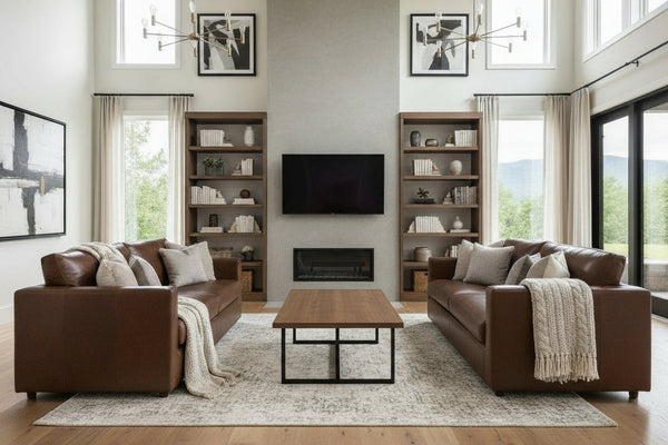 Haywood 84 Inch Modern Small Leather Sofa