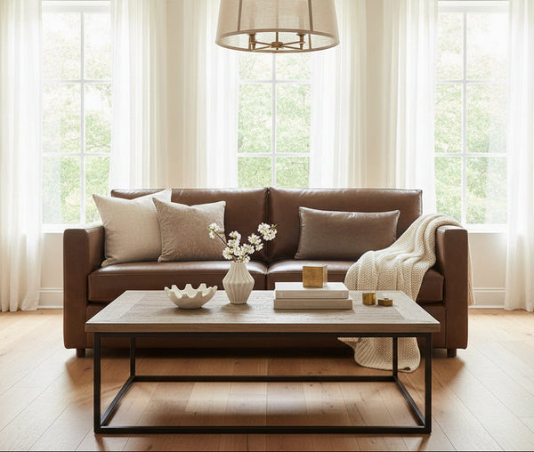 Haywood 84 Inch Modern Small Leather Sofa