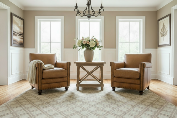 Herbert Batiste Sepia "Quick Ship" Traditional Tight Back Leather Accent Chair With Nail Trim