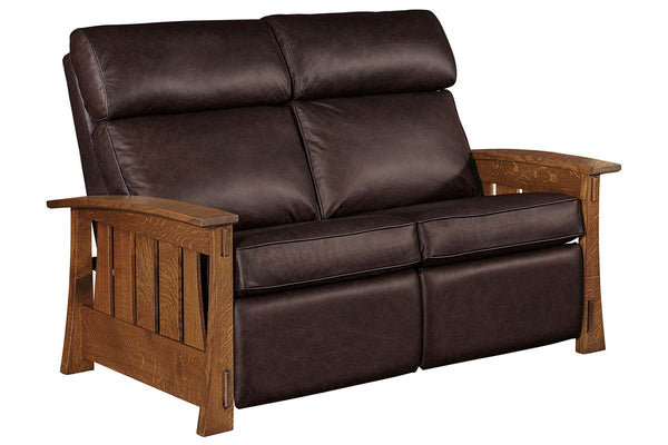 Highland White Oak Mission Style Reclining Leather Seating Collection