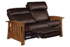 Image of Highland "WALL HUGGER" White Oak Mission Style Leather Reclining Loveseat
