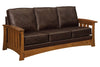 Image of Highland 85 Inch White Oak Mission Style Leather Sofa