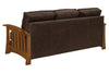 Image of Highland 85 Inch White Oak Mission Style Leather Sofa