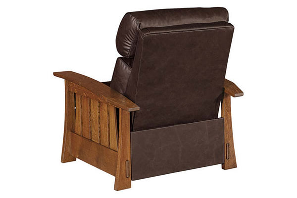 Highland "WALL HUGGER" White Oak Mission Style Leather Reclining Chair