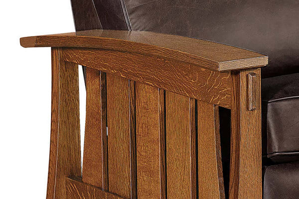 Highland "WALL HUGGER" White Oak Mission Style Leather Reclining Chair