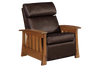 Image of Highland "WALL HUGGER" White Oak Mission Style Leather Reclining Chair
