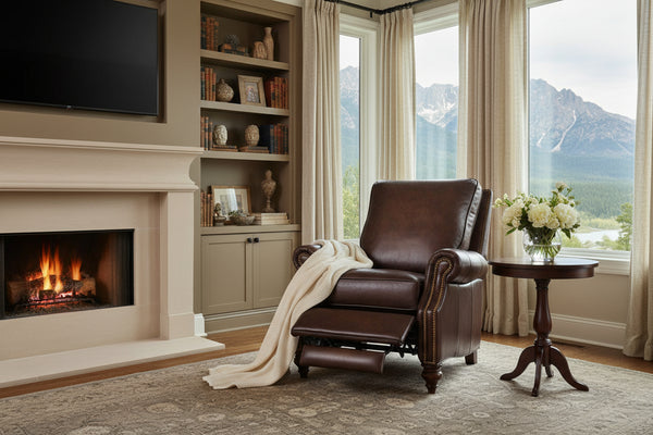 Horatio Chateau "Quick Ship" Leather Traditional Nailhead Recliner