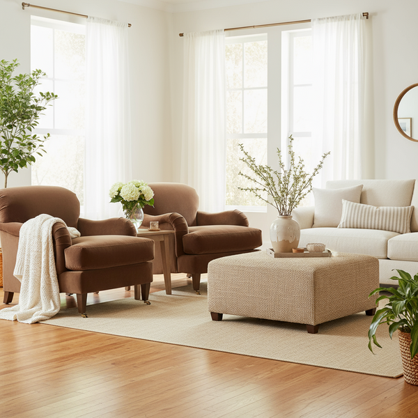 Essie English Roll Arm Fabric Accent Chair