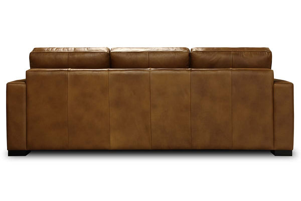 Hugh 90 Inch Modern Leather Three Cushion Track Arm Sofa