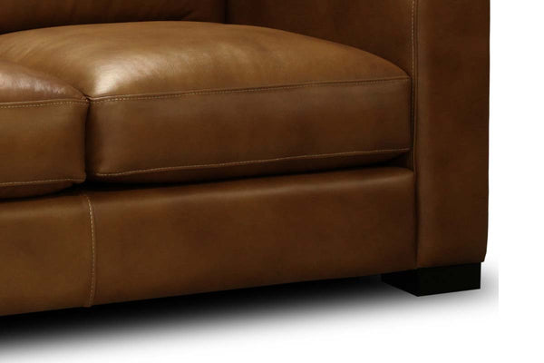 Hugh 90 Inch Modern Leather Three Cushion Track Arm Sofa