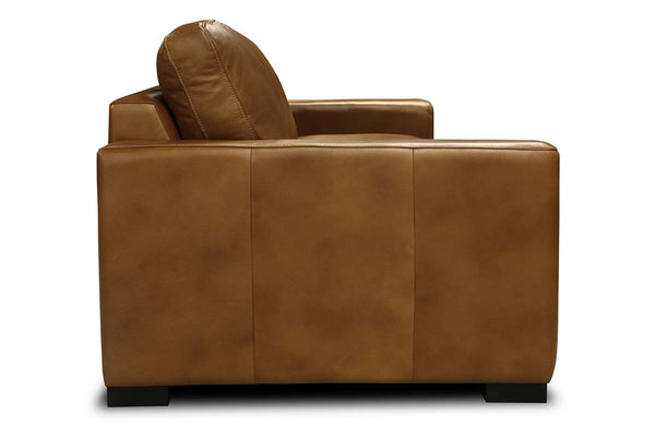 Hugh 90 Inch Modern Leather Three Cushion Track Arm Sofa