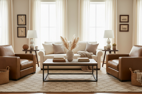 Hugh Modern Leather Track Arm Sofa Collection