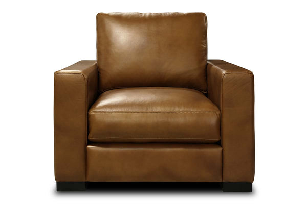 Hugh Modern Track Arm Leather Club Chair