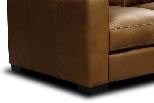 Hugh Modern Leather Track Arm Loveseat