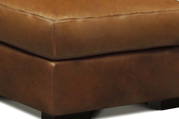 Hugh Modern Leather Pillow Top Foot Stool Ottoman