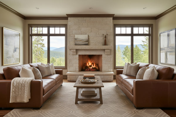 Hugh Modern Leather Track Arm Sofa Collection