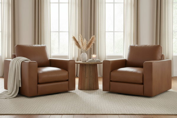 Hugh Modern Leather Track Arm Sofa Collection