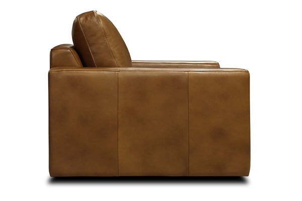Hugh Modern Track Arm Leather SWIVEL Club Chair