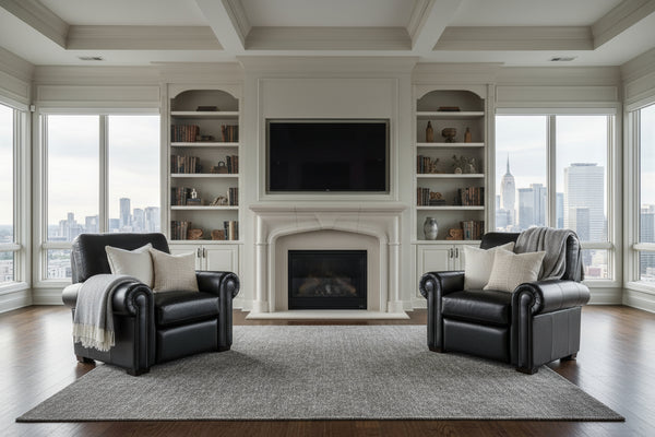 Huntington Traditional Leather Rolled Arm Club Chair Recliner