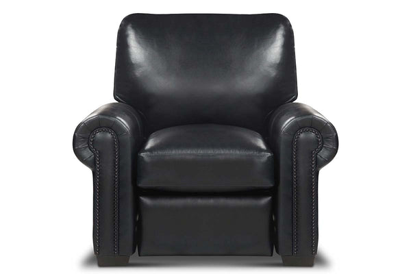 Huntington Traditional Leather Rolled Arm Club Chair Recliner