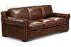 Image of Huntington 96 Inch Traditional Leather Roll Arm Sofa With Nailheads