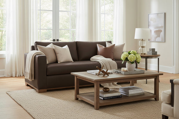 Jasper 89 Inch Track Arm Queen Pull Out Leather Sleeper Sofa
