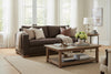 Image of Jasper 89 Inch Track Arm Queen Pull Out Leather Sleeper Sofa