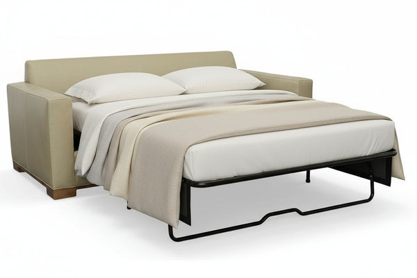 Jasper 89 Inch Track Arm Queen Pull Out Leather Sleeper Sofa