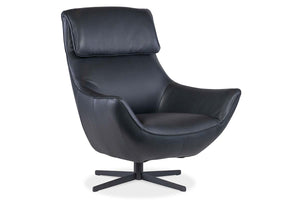 Jefferson Denim "Quick Ship" Leather Swivel Accent Chair (As Shown)
